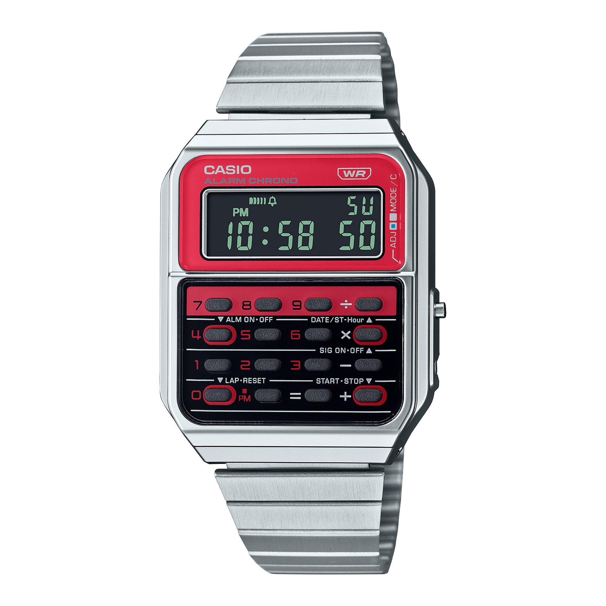 Casio Red Rectangular CA-500WE-4B Casio General x Digital ft. Calculator Men Casual Formal ...